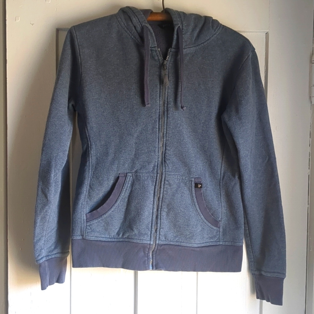 Pact Organic Blue Full Zip Hooded Sweatshirt Women's Medium Hoodie